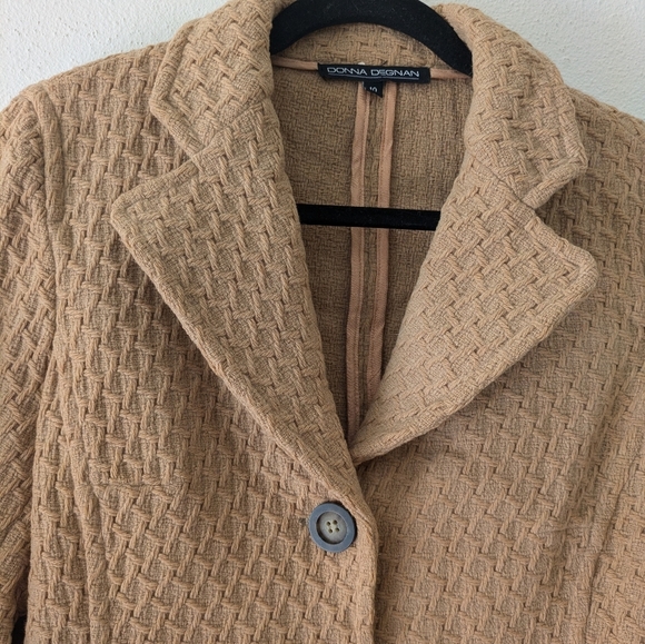 Donna Degnan Camel/Tan Basketweave Wool Blazer sz 10/M Business Casual Office - Picture 5 of 10
